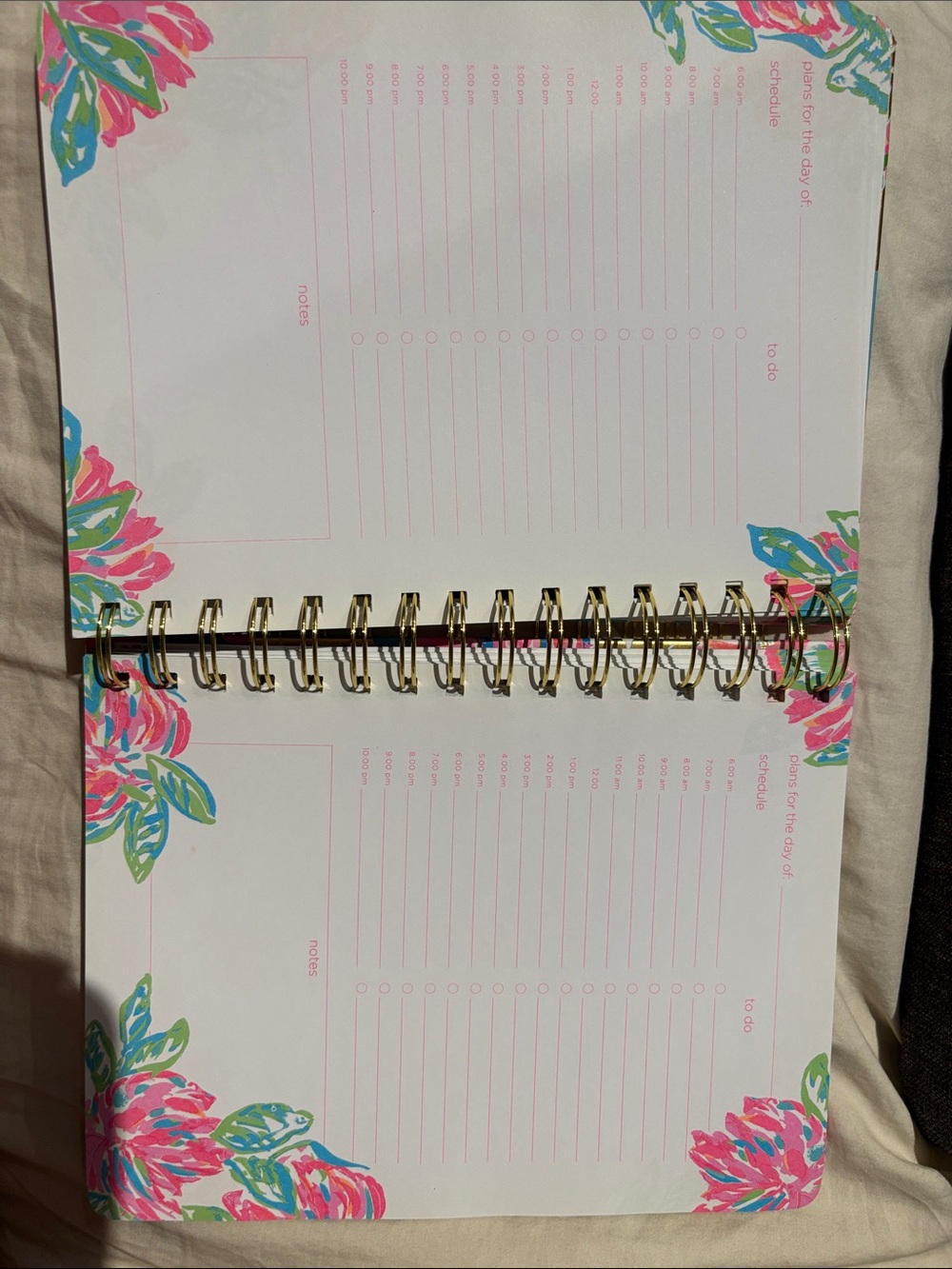 Lilly Pulitzer Turquoise Notebook with Pink & Gold Floral Accents - Picture 5 of 5